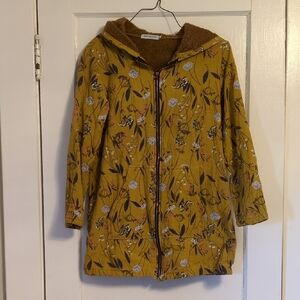Floral Mustard Hooded Jacket Misslook Small